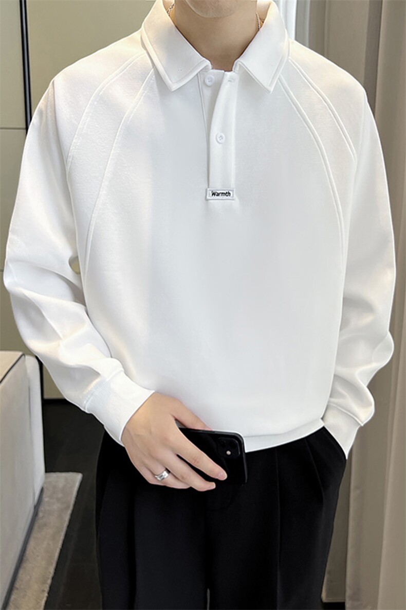 盗图-纯色高级感宽松落肩长袖Polo衫MZ30/P65控95新增加绒,男装Polo衫,电商A243