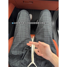 美式复古格子裤男女夏季休闲裤子垂感直筒裤X91-P42，男装休闲裤，星座208-5