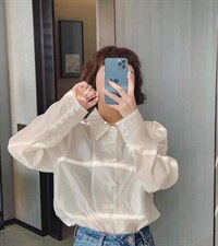 秋季新款泡泡袖盘扣衬衫，女装衬衫，L·H·X