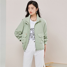 ZYRODIA春季新款短款工装风衣外套夹克宽松减龄韩系chic百搭上衣，女装短外套，辉之琳
