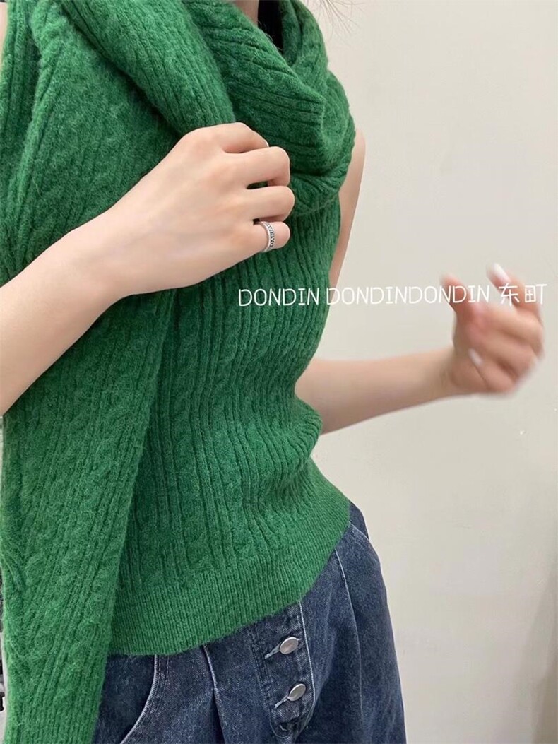 现货 花纹围脖披肩两件套毛衣，女装针织衫/毛衣，东町