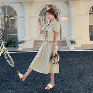 黄色时尚休闲女2025年夏季新款宽松显瘦减龄百搭半身裙图片