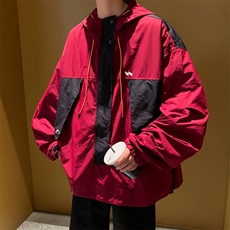 韩版潮流拼色连帽冲锋衣秋季立领户外工装夹克男装外套W7912-P65，男装夹克，星座512-4