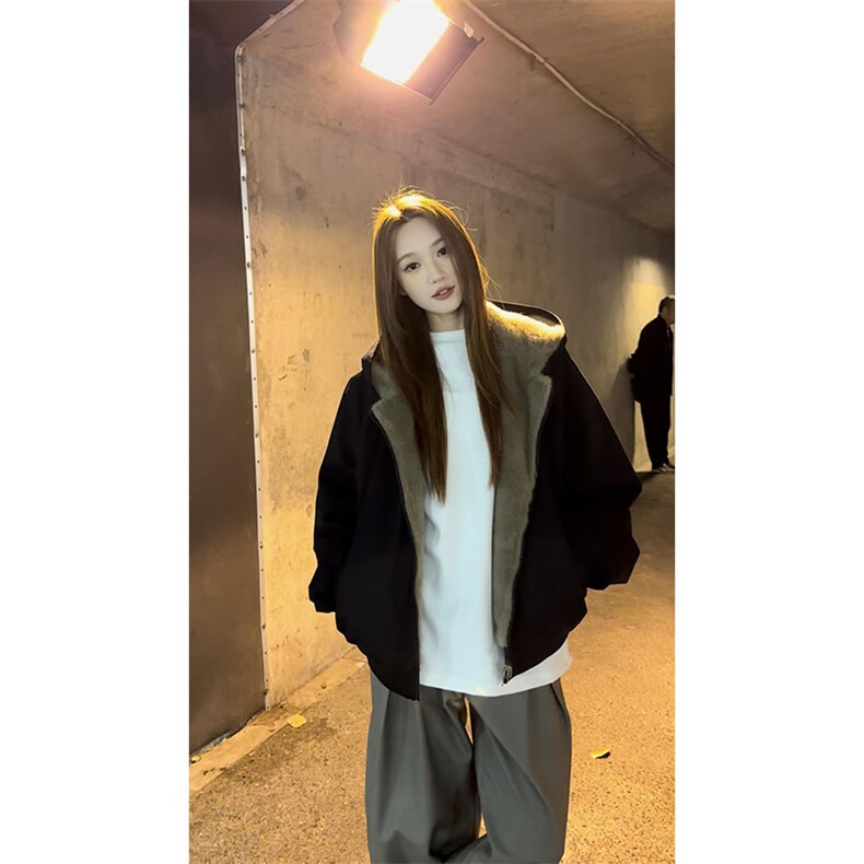 两面穿现货重磅短款座山雕棉衣男女双面穿毛毛绒棉服加厚外套,男装棉衣,电商A486-1