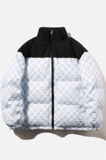 白鸭绒白底22冬季潮流棋盘格拼接百搭羽绒服外套YR108P255控298，男装羽绒服，电商A247-1