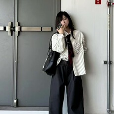 法式条纹长袖衬衫男女2025秋新款设计感慵懒宽松小个子衬衣叠穿，男装衬衫，星座506A