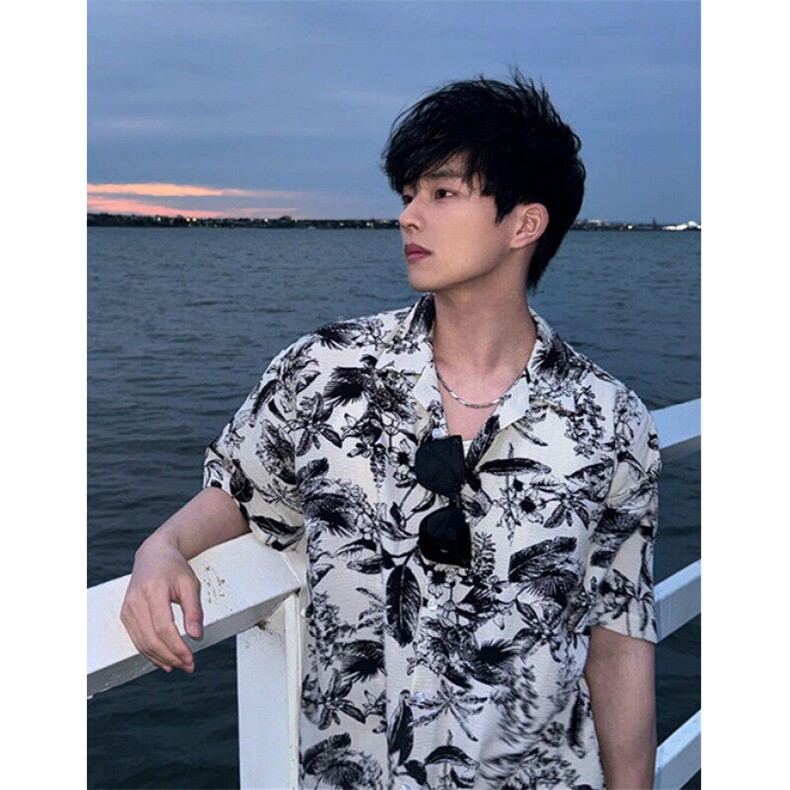 新款潮流印花短袖衬衫男女款潮牌宽松休闲百搭衬衣潮CC02,男装T恤,星座1116A（原606A-3）