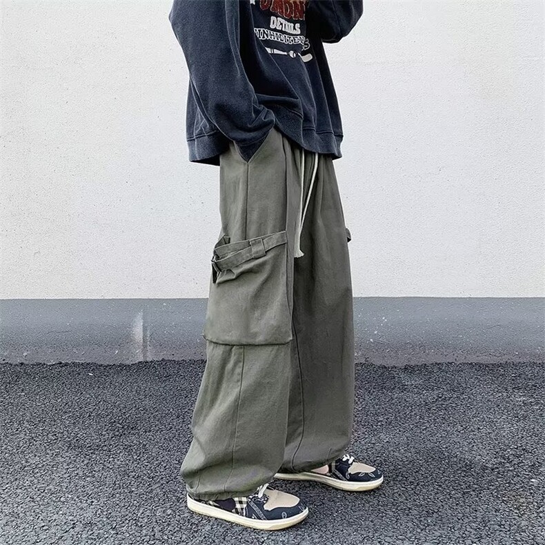 日系机能风宽松阔腿工装裤子男潮牌秋冬美式高街休闲裤MK128-p40,男装休闲裤,星座1008