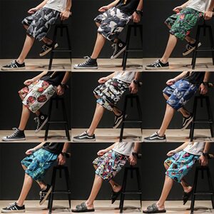 2021夏季新款大码男沙滩裤日系民族风花短裤五分裤K390-P25