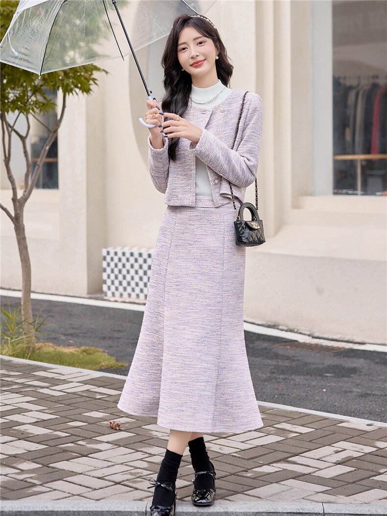 <现货>2026年新款小香风时尚套装高级感外套长款半身裙两件套春季,女装套装/套裙,众宇琦