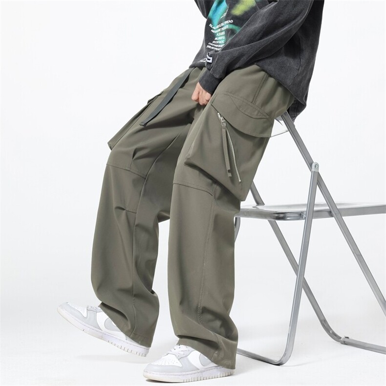 新款美式高街大口袋工装裤男春季户外宽松抽绳休闲A436-2517-P60,男装休闲裤,电商A436