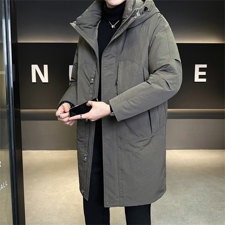 鹅绒标50 店主风男士中长款连帽鹅绒羽绒服保暖外套 8629-P325图片