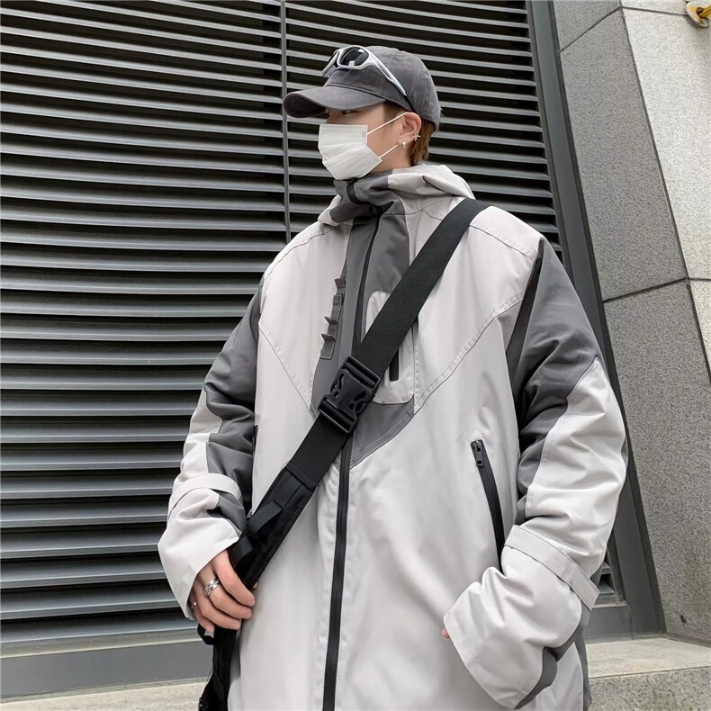 春秋新款男士连帽休闲外套男青年防水港风宽松工装夹克JK0503-P70,男装夹克,星座308B-1