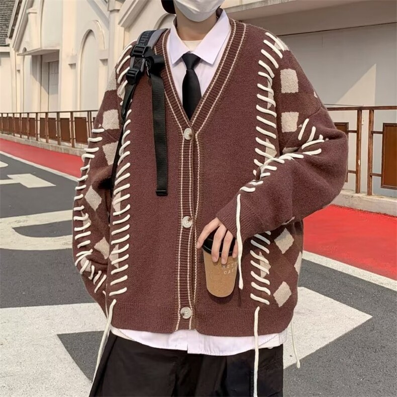 圆领毛衣男港味2023秋季复古日系针织衫M716P58,男装针织衫/毛衣,星座1116-2