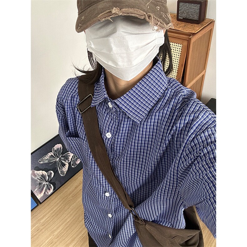 格子衬衫春夏美式短袖衬衫港风情侣装休闲衬衣CS286-P30,男装T恤,星座301C-5