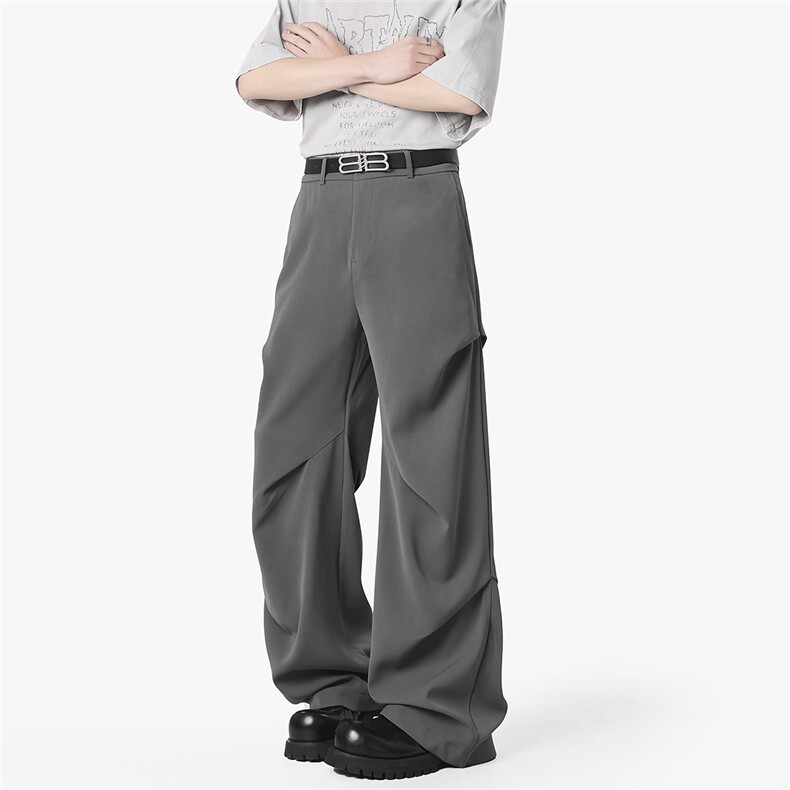 2025美式无影墙褶皱裤子冰丝西裤男休闲裤K3360-P45，男装西裤，电商042