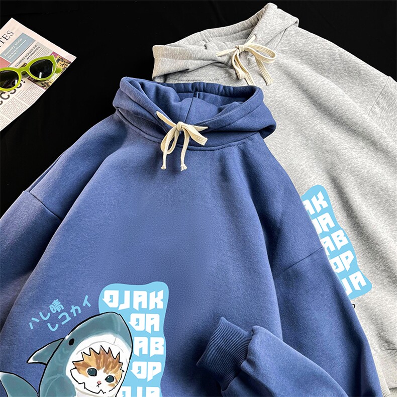WY2217-P35加绒款-P40纯棉连帽卫衣男大码运动帽衫宽松薄,男装卫衣,电商A040