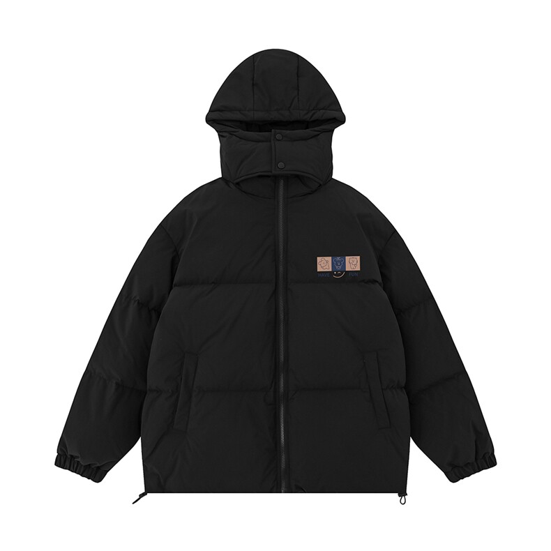 白底冬季百搭宽松字母印花连帽棉服外套MY6215P115控148,男装棉衣,电商A268-1