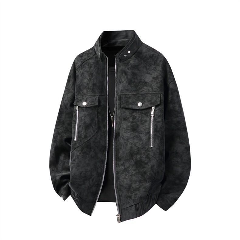 得物二开麂皮防风立领夹克外套男士2025秋机车服外衣JK1211-P80,男装夹克,星座1103-3