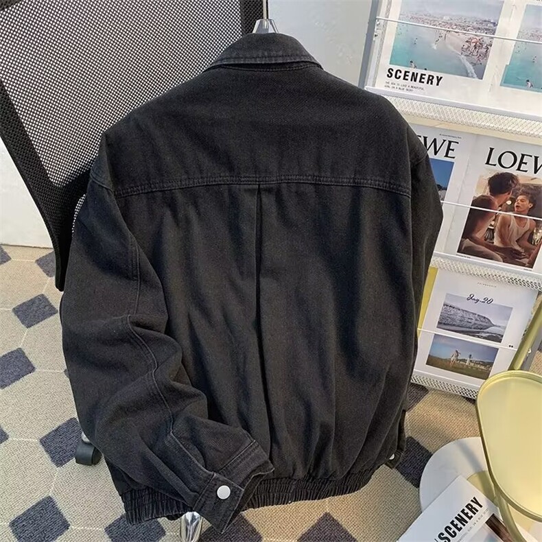 水洗做旧牛仔外套男春秋季美式ins潮牌高街宽松百搭夹克F10/P80,男装工装外套,星座506B