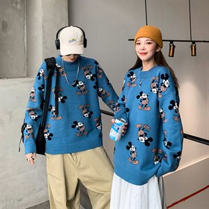秋冬韩版卡通潮流情侣毛衣宽松气质款套头针织衫男QT813-P78图片