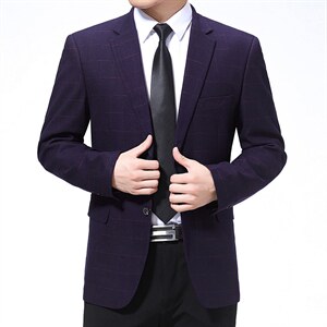 爸爸纯色休闲西服男春秋季新款商务免烫小西装外套中年男修身便服,男装西服,电商B212（原钱塘6029）
