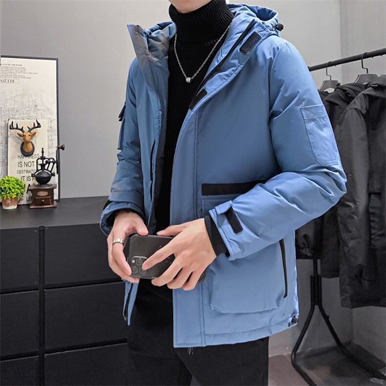 连帽团体校服工装户外情侣修身短款白鸭绒羽绒服男外套,男装羽绒服,星座301D-5(原星座1415）