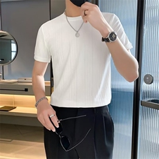 夏季男士t恤修身半袖潮流纯色圆领体恤帅气时尚休闲半截袖T542，男装T恤，星座1116A-2（原606A-1）