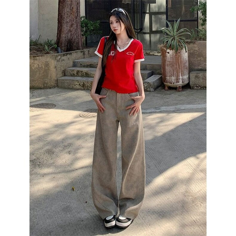 高街做旧脏脏牛仔裤女2025年新款夏季小众高腰扎染宽松显瘦阔腿裤,男装牛仔裤,星座1210-1