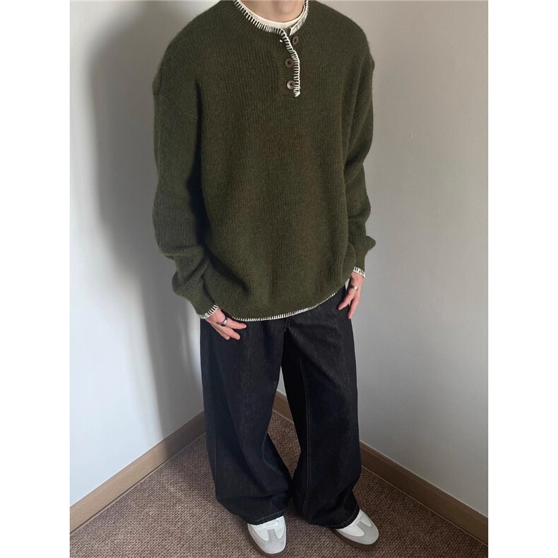 羊毛混纺亨利领毛衣男秋冬季高级感休闲简约针织衫潮MYD86，男装针织衫/毛衣，星座516A