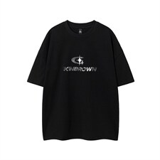 1白底银色立体四芒星印花大码M-5XL短袖T恤男DT77776P23块控特45，男装T恤，星座226-2