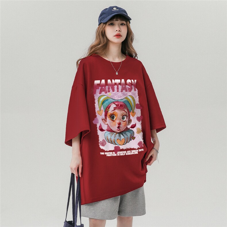 中性风23新款百搭潮牌纯棉卡通印花宽松短袖T恤T6078P25控38,男装T恤,电商A268