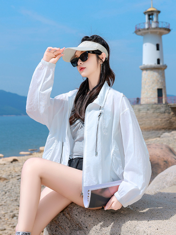 时尚防晒衣女2025新款夏季宽松显瘦百搭休闲轻薄外套女短款小个子,女装防晒衣,可可小西