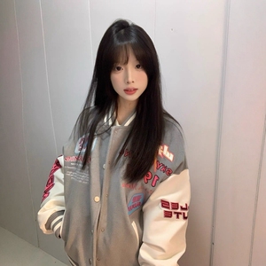 2025秋冬季帽衫女灰色上衣开衫慵懒宽松廓形连帽卫衣女加绒外套图片