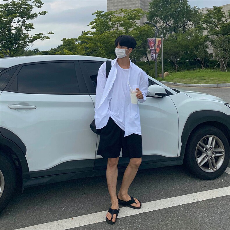 816B-CS011-P60春夏季衬衫外套高级感慵懒宽松百搭韩版纯色韩,男装衬衫,星座816B
