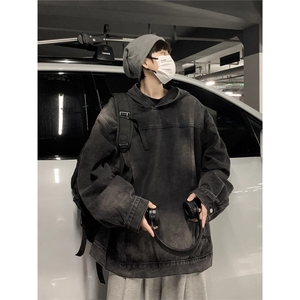 JK8605-P56 水洗做旧连帽牛仔卫衣图片
