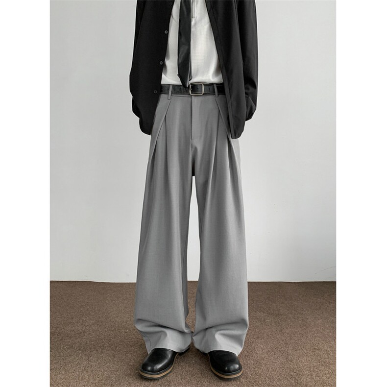 26新款工字褶A字西裤直筒阔腿垂感休闲长裤子潮504-K888-P55控78，男装西裤，星座504