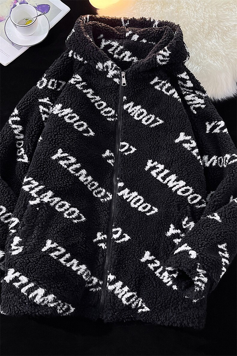 平铺定制LOGO羊羔毛棉衣大码M-5XL连帽棉衣外套男78710P105控148,男装棉衣,星座226-1