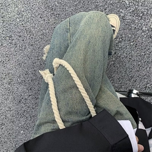 美式高街直筒裤宽松牛仔裤男女百搭复古休闲阔腿裤秋冬NK726-P45图片