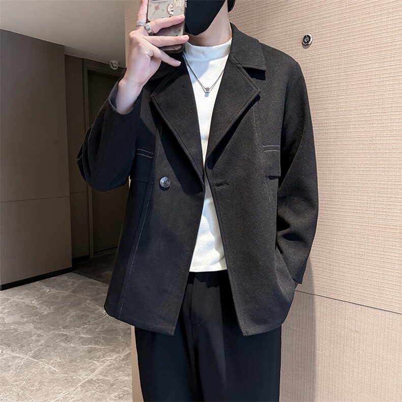 社会小伙高端呢子明线宽松韩版外套大衣夹克男A236-JK0815-P135,男装夹克,电商A236