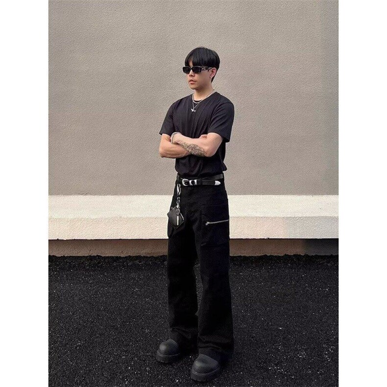 美式工装高街口袋复古军绿直筒休闲裤-NZ1109-网络图,男装牛仔裤,星座1002-2