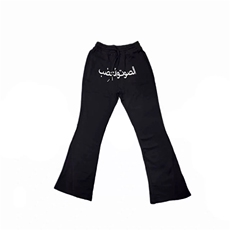 现货阿拉伯文刺绣弯刀卫裤男秋冬款微喇显瘦运动长裤美式休闲裤子，男装休闲裤，星座302B-3