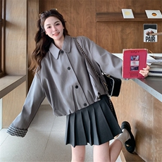 新品格子拼接短外套2C158-6043-P155-K248，女装短外套，2C158