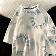 新款时尚圆圈字母印花潮牌夏装短袖圆领衣服ins男MT3536-P48，男装T恤，星座717