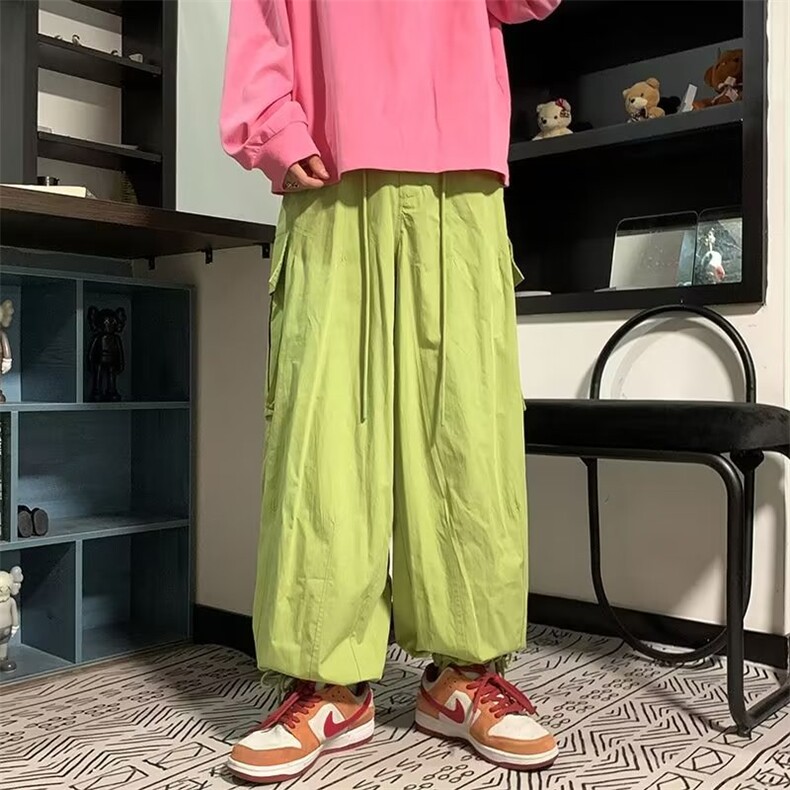 裤子高街潮ins大口袋美式复古工装裤男直筒宽松阔腿裤K0737-P45,男装休闲裤,星座308B-1