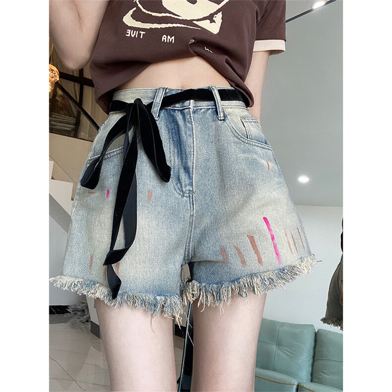 7623性感系绳须须牛仔超短裤女士ins潮流复古提臀热裤P43图片