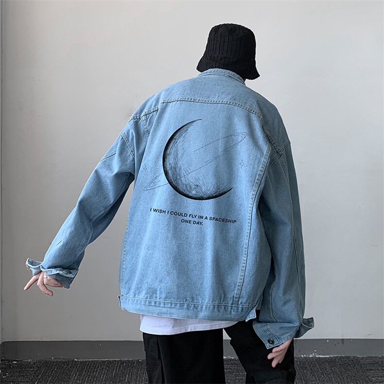 月球牛仔夹克男大码牛仔外套男茄克NJ77246-P60,男装夹克,电商A040