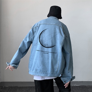月球牛仔夹克男大码牛仔外套男茄克 NJ77246-P60图片