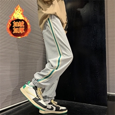 加绒休闲裤男韩版潮流帅气2023秋冬季新款新宽松束脚裤K2692-P41，男装休闲裤，星座412-3