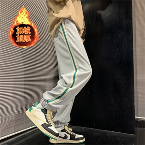 加绒休闲裤男韩版潮流帅气2023秋冬季新款新宽松束脚裤K2692-P41图片